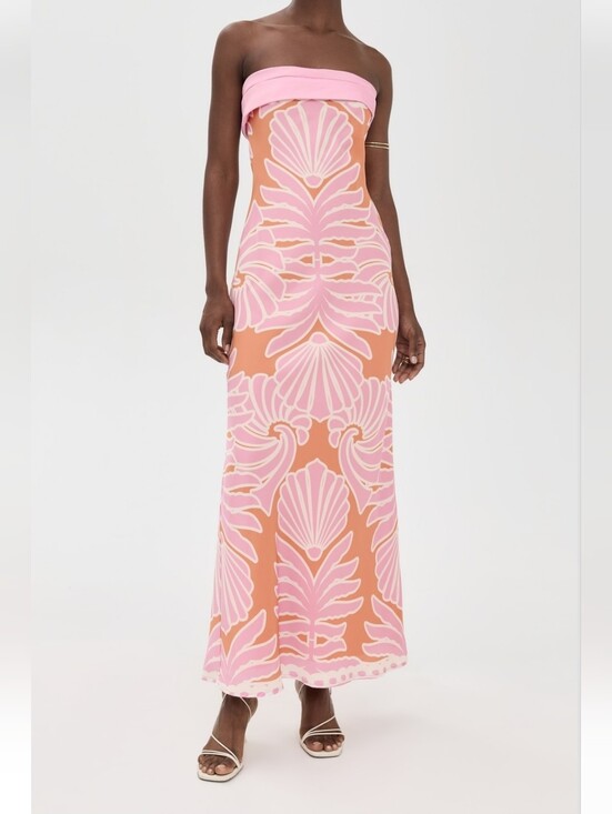 Seven Wonders Dresses & Skirts - Strapless Pink Shell-Print Maxi Dress